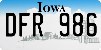 IA license plate DFR986