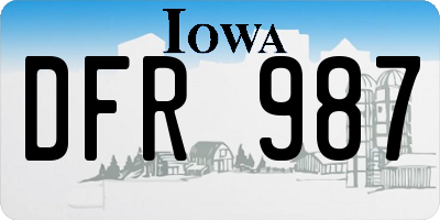 IA license plate DFR987