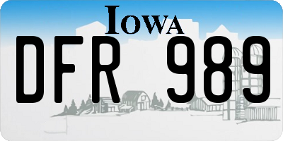 IA license plate DFR989