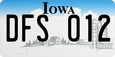 IA license plate DFS012