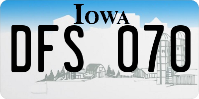 IA license plate DFS070