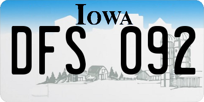 IA license plate DFS092