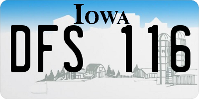 IA license plate DFS116