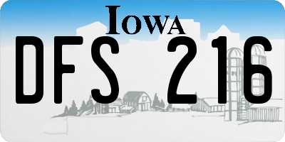 IA license plate DFS216