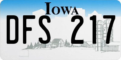 IA license plate DFS217