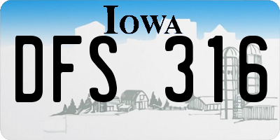IA license plate DFS316