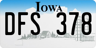 IA license plate DFS378
