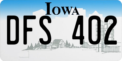 IA license plate DFS402