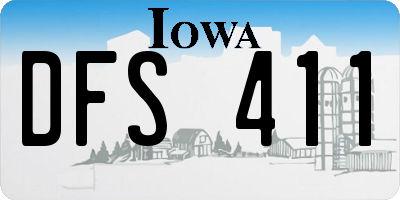 IA license plate DFS411