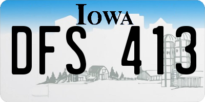 IA license plate DFS413