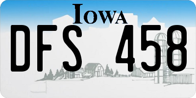 IA license plate DFS458