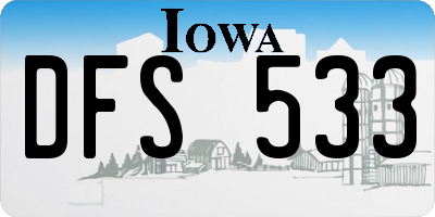 IA license plate DFS533