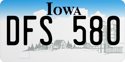 IA license plate DFS580