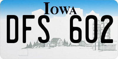 IA license plate DFS602
