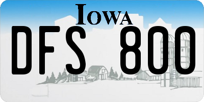 IA license plate DFS800