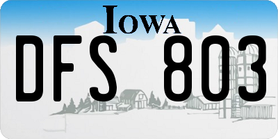 IA license plate DFS803