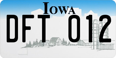IA license plate DFT012