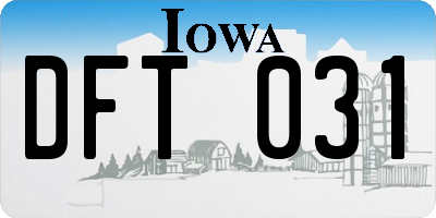 IA license plate DFT031