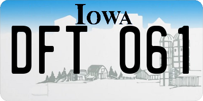 IA license plate DFT061