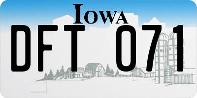 IA license plate DFT071