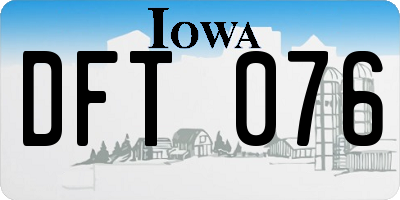 IA license plate DFT076