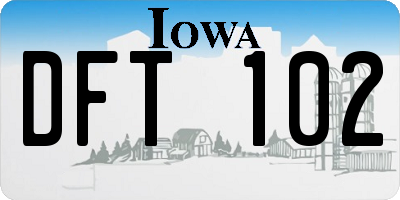 IA license plate DFT102