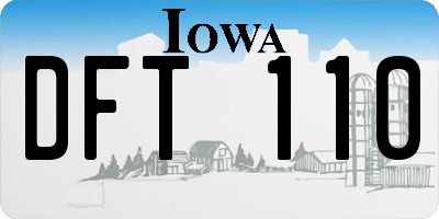 IA license plate DFT110