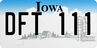 IA license plate DFT111