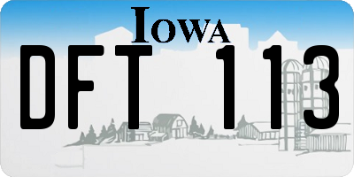 IA license plate DFT113