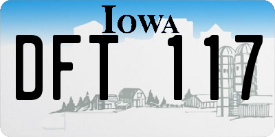 IA license plate DFT117