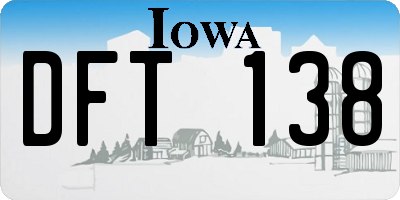 IA license plate DFT138