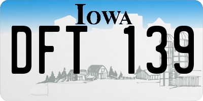 IA license plate DFT139