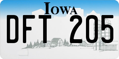 IA license plate DFT205