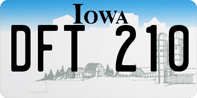 IA license plate DFT210