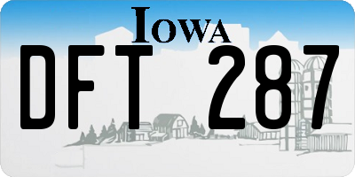 IA license plate DFT287