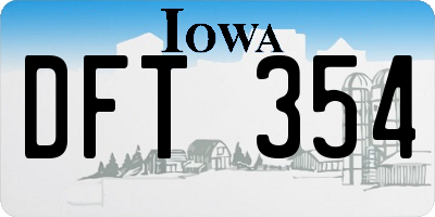 IA license plate DFT354