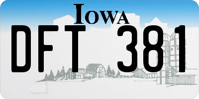 IA license plate DFT381