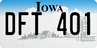 IA license plate DFT401