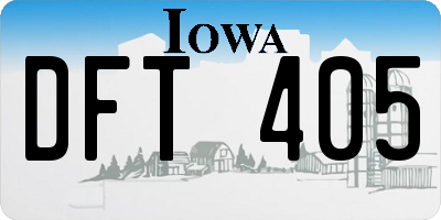 IA license plate DFT405