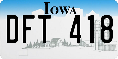 IA license plate DFT418