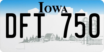 IA license plate DFT750