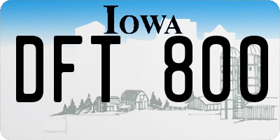 IA license plate DFT800