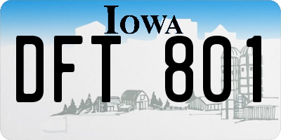 IA license plate DFT801