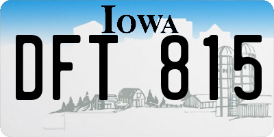 IA license plate DFT815