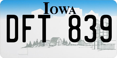 IA license plate DFT839