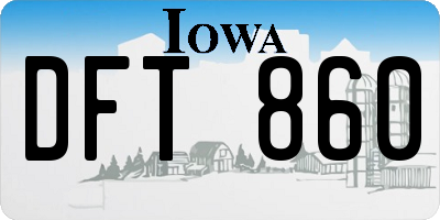 IA license plate DFT860