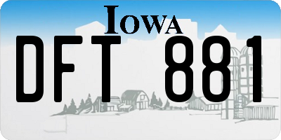 IA license plate DFT881