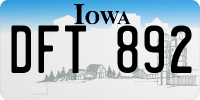 IA license plate DFT892
