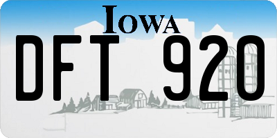 IA license plate DFT920