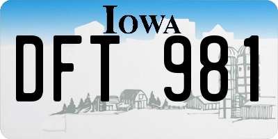 IA license plate DFT981